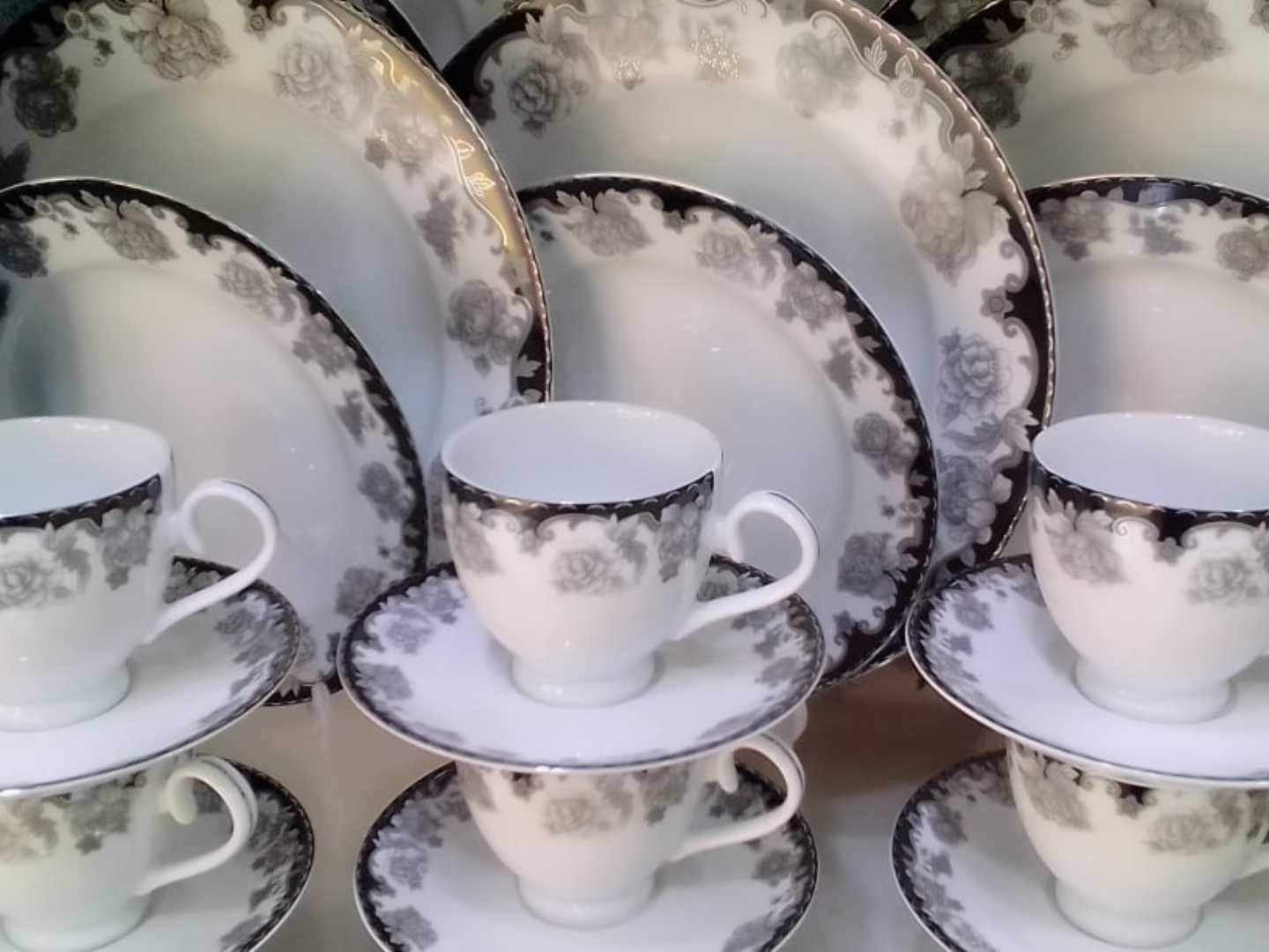 Grey,Flower,Design,Dinner,set,32,pcs